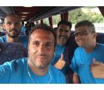 Gli allenatori Federico Cambi e Toni Calistri con gli allenatori del Chimera Nuoto Arezzo