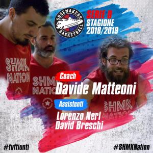 Lorenzo Neri, David Breschi e Coach Davide Matteoni. Lo Staff tecnico Shoemakers per la Stagione 2018-2019