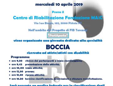 Mercoledì 10 aprile giornata dedicata alla specialità boccia per atleti con disabilità