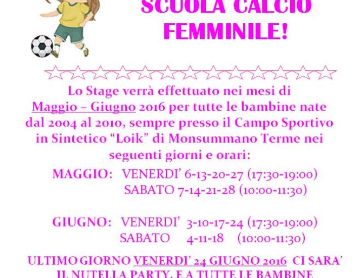 Stage gratuiti al femminile organizzati dalla società Giovani Granata Monsummano