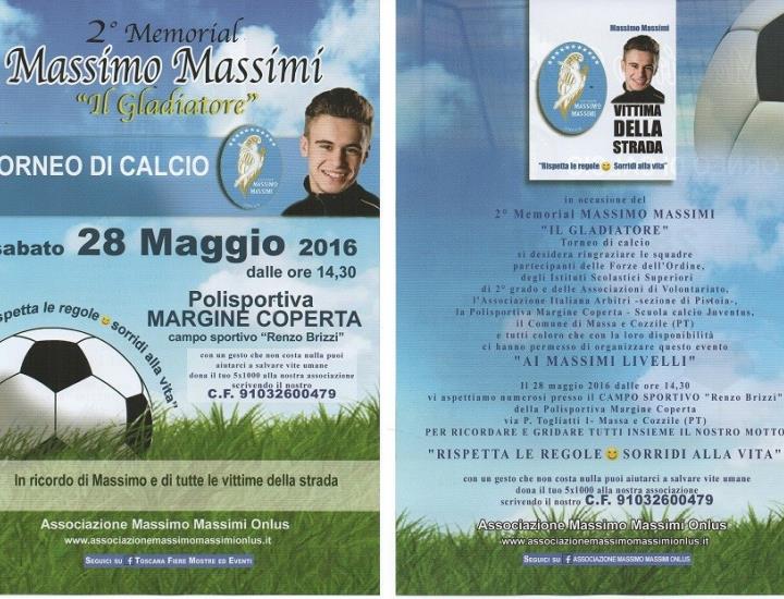 Sabato 28 maggio al Brizzi di Margine Coperta seconda edizione del Memorial Massimo Massimi