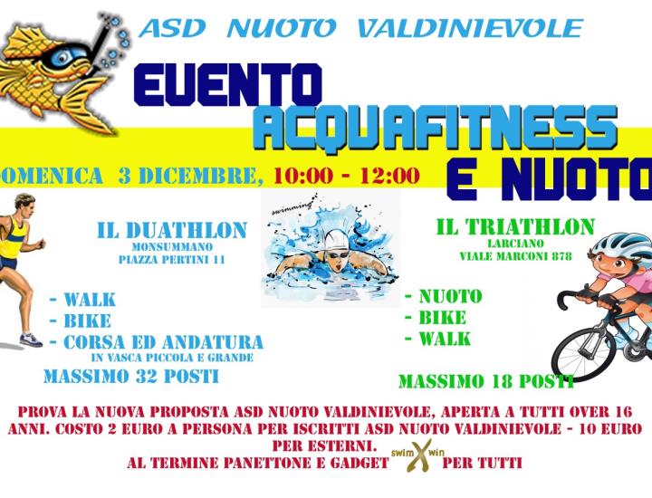 Nuoto Valdinievole, domenica 3 dicembre appuntamento con il divertente evento Acquafitness-Nuoto