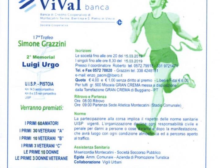 Domenica  a Montecatini Terme il 28° trofeo Vival Banca-Trofeo Grazzini-Memorial Luigi Urgo''