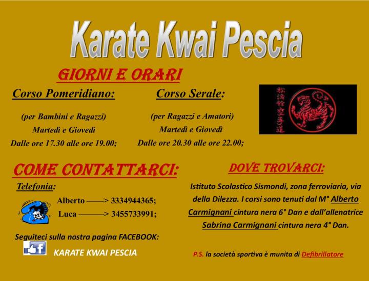 Ripartono i corsi del Karate Kwai Pescia
