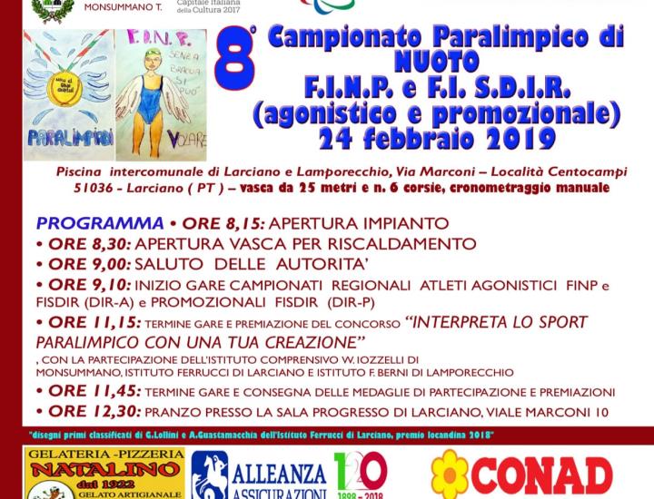 Domenica a Larciano l'ottava edizione dei Campionati regionali toscana di nuoto paralimpico Finp e Fisdir